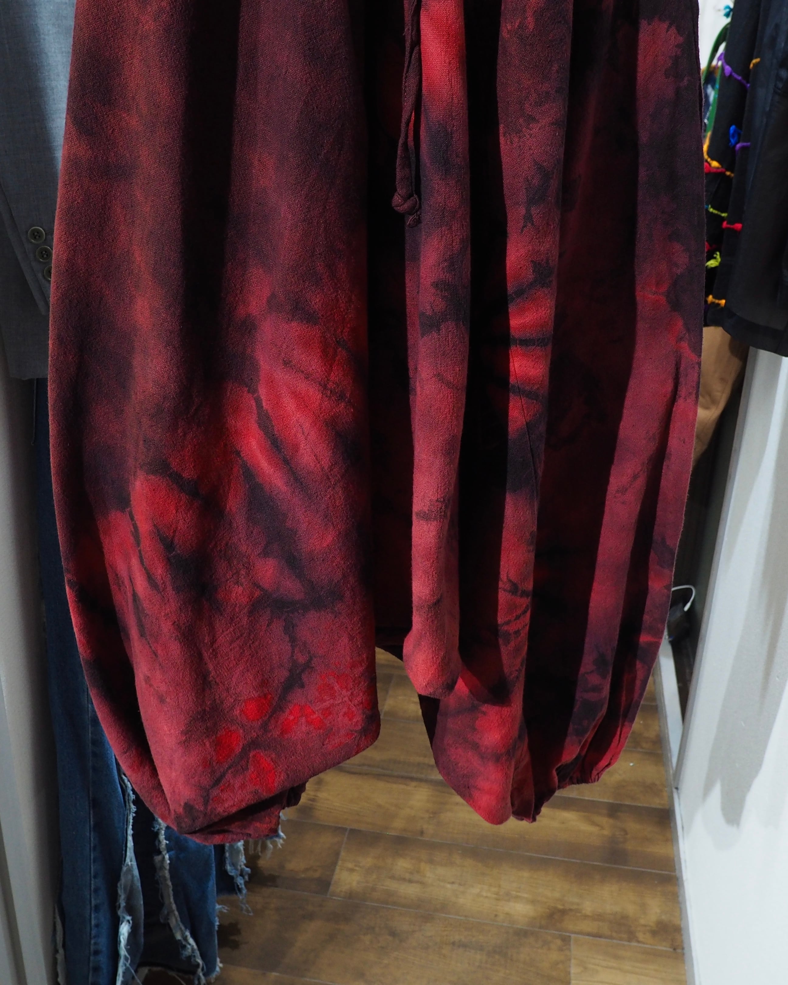 " 染色 " Beautiful Dark Bordeaux Over Dyed Sarouel Pants