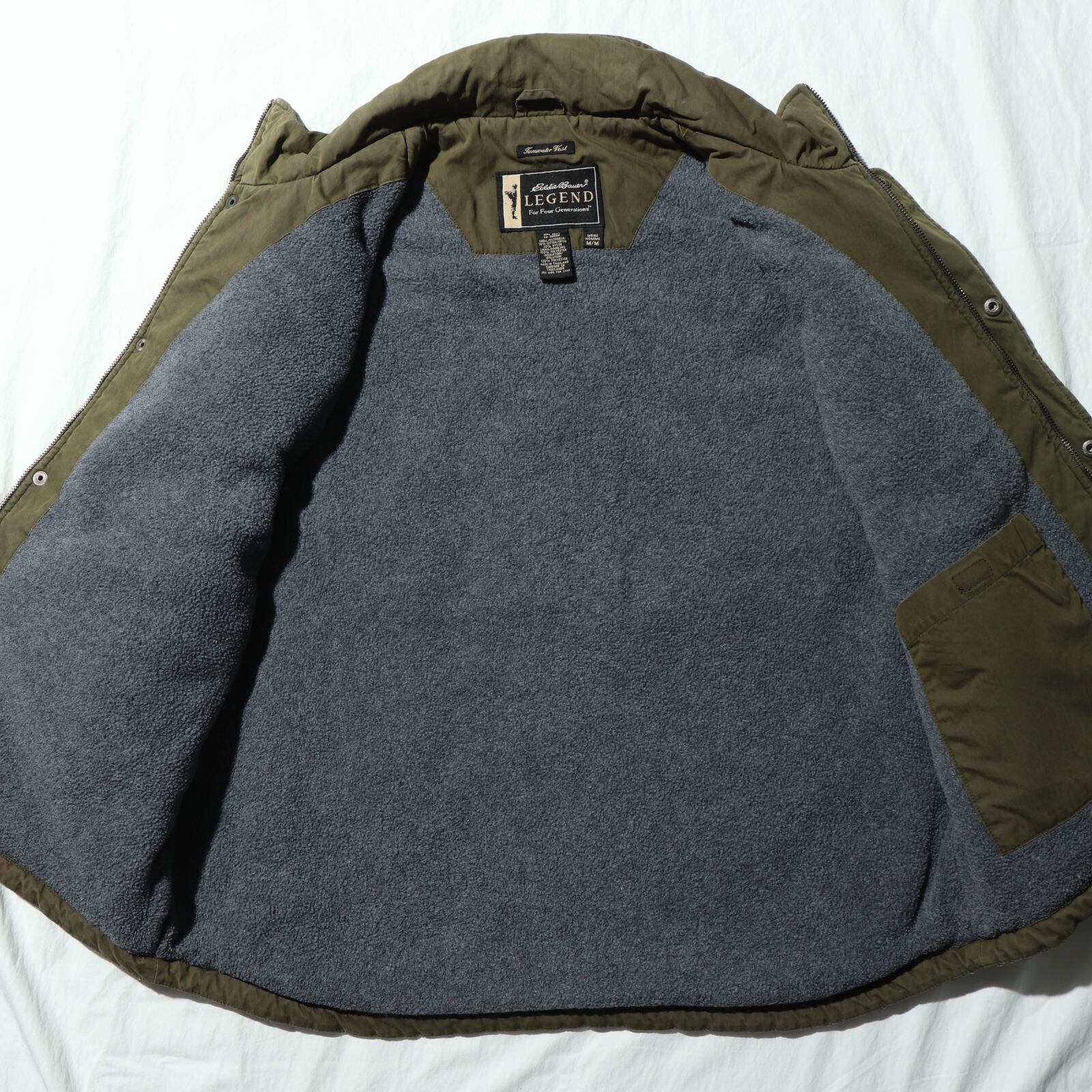 美品 L Eddie Bauer Legend フリースベスト オリーブ POLARTEC 