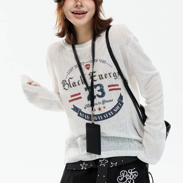 american graphic sheer long tee　アメリカングラフィックシアーロングティー　J2164
