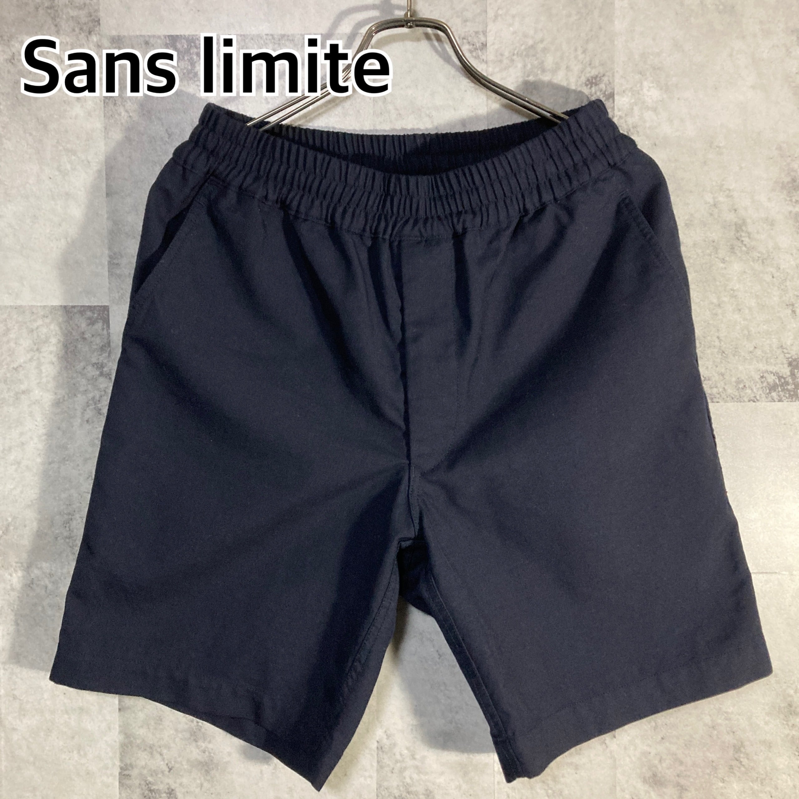 美品 Sans Limite デニム ハーフパンツ サンリミット ショーツ 日本製Sans limite サンリミット ショートパンツ ウール&ポリエステル