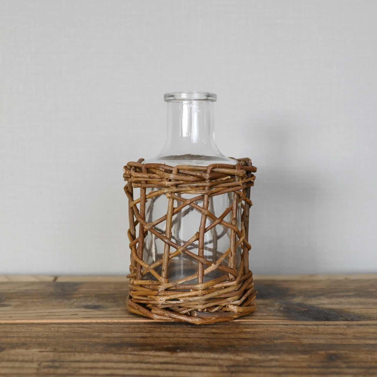 FONTAINE カゴ編みフラワーベース S|花瓶 ラタン 観葉植物 インテリア 雑貨屋