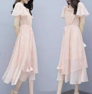 ★送料無料★9号(M)☆小花刺繍レ－スミディアムワンピ－ス[OPN2244]