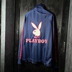Y2K PLAYBOY トラックジャケット ビッグロゴ × サイドライン ネイビーストライプ
