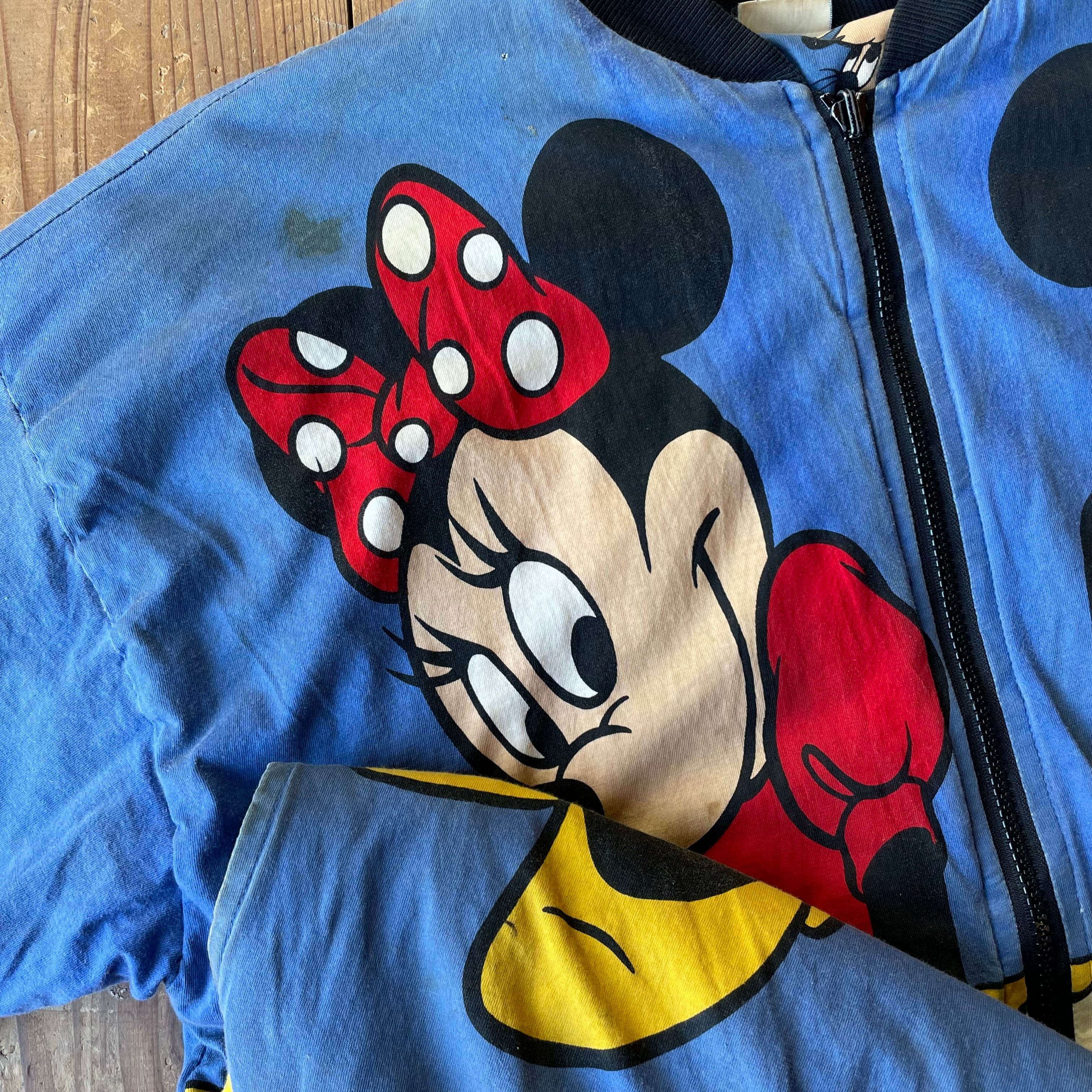 90s Mickey Mouse ミッキーマウス リバーシブルコットンブルゾン 古着 ...