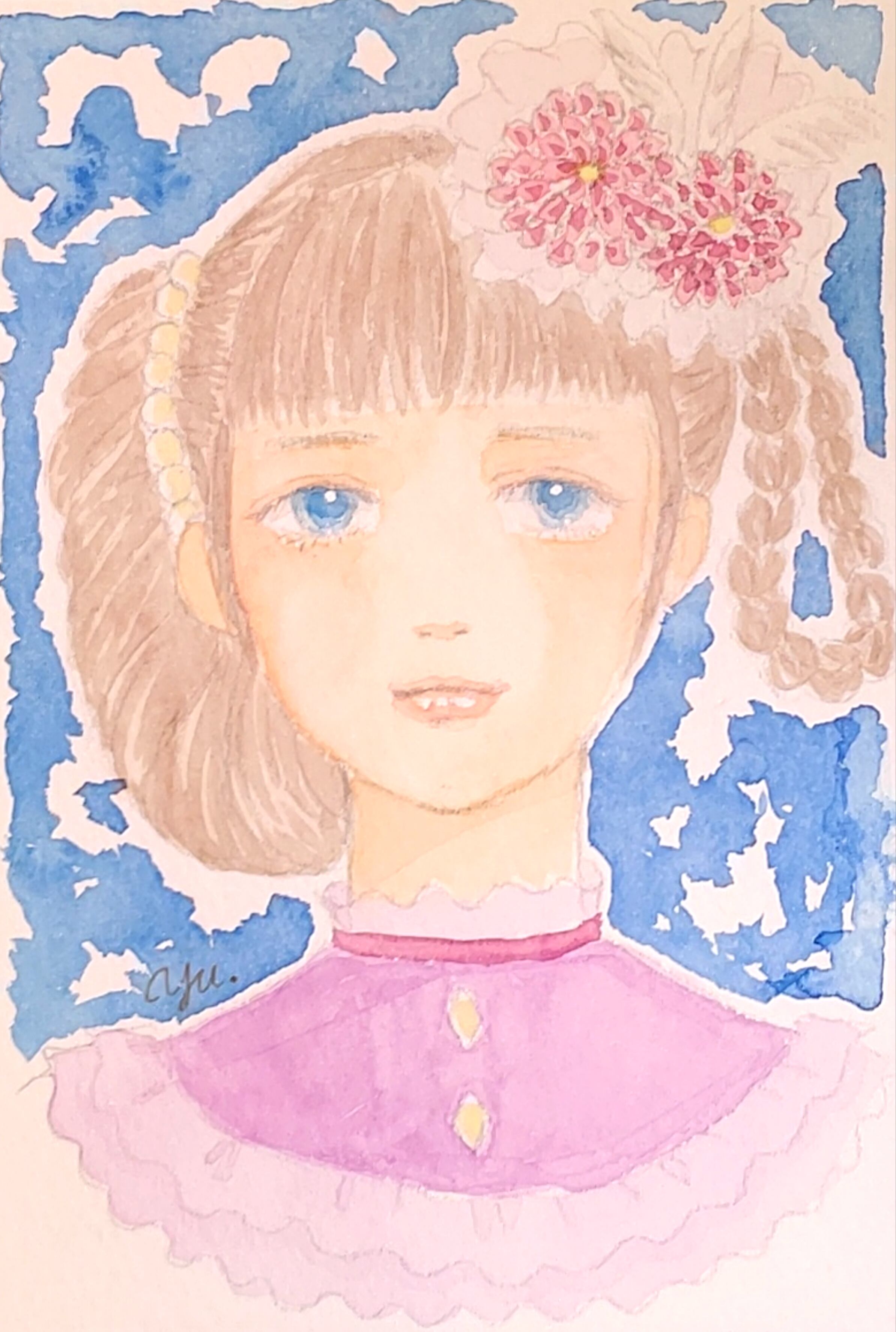 イラスト原画『レディー』(透明水彩画) | 手芸雑貨店Choupinet