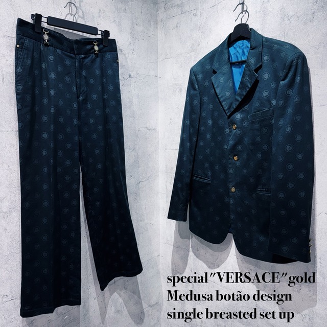 special"VERSACE"gold Medusa botão design single breasted set up