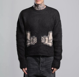 ASKYURSELF / wrapped banned brushed knit black