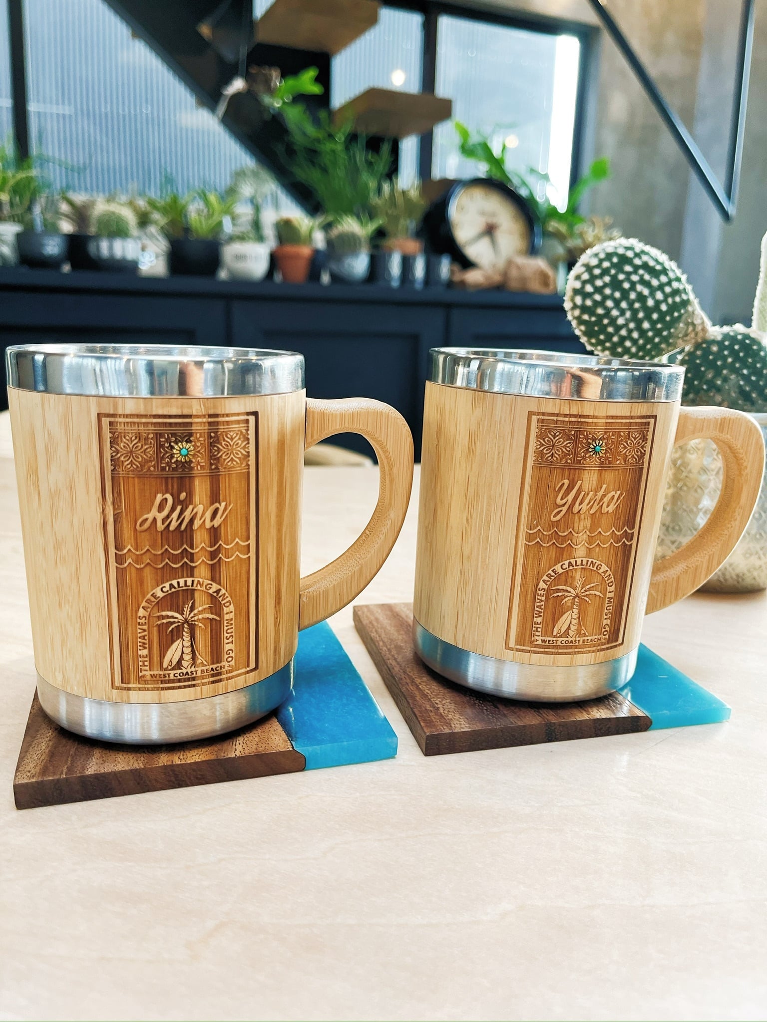 Bamboo stainless mug(sea) | ALOHA GLASS