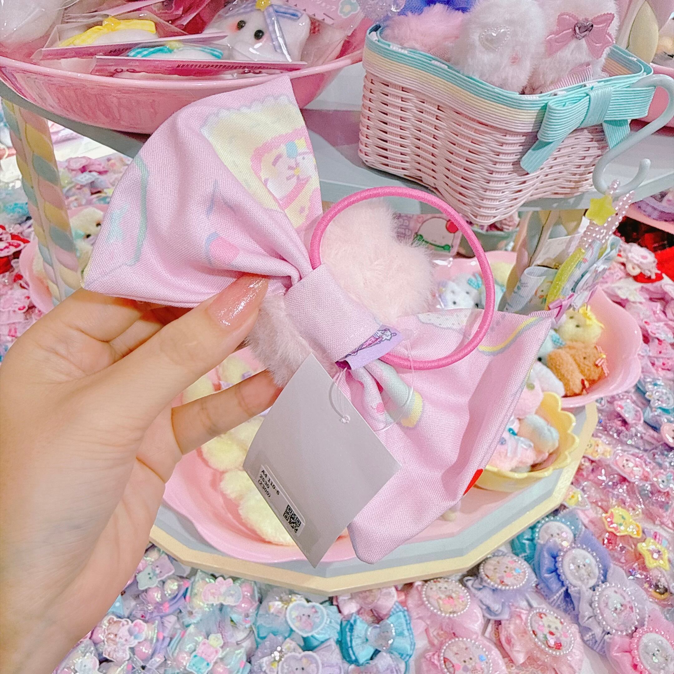 【A4】110-6ぬいぐるみ付きリボン　ヘアゴム