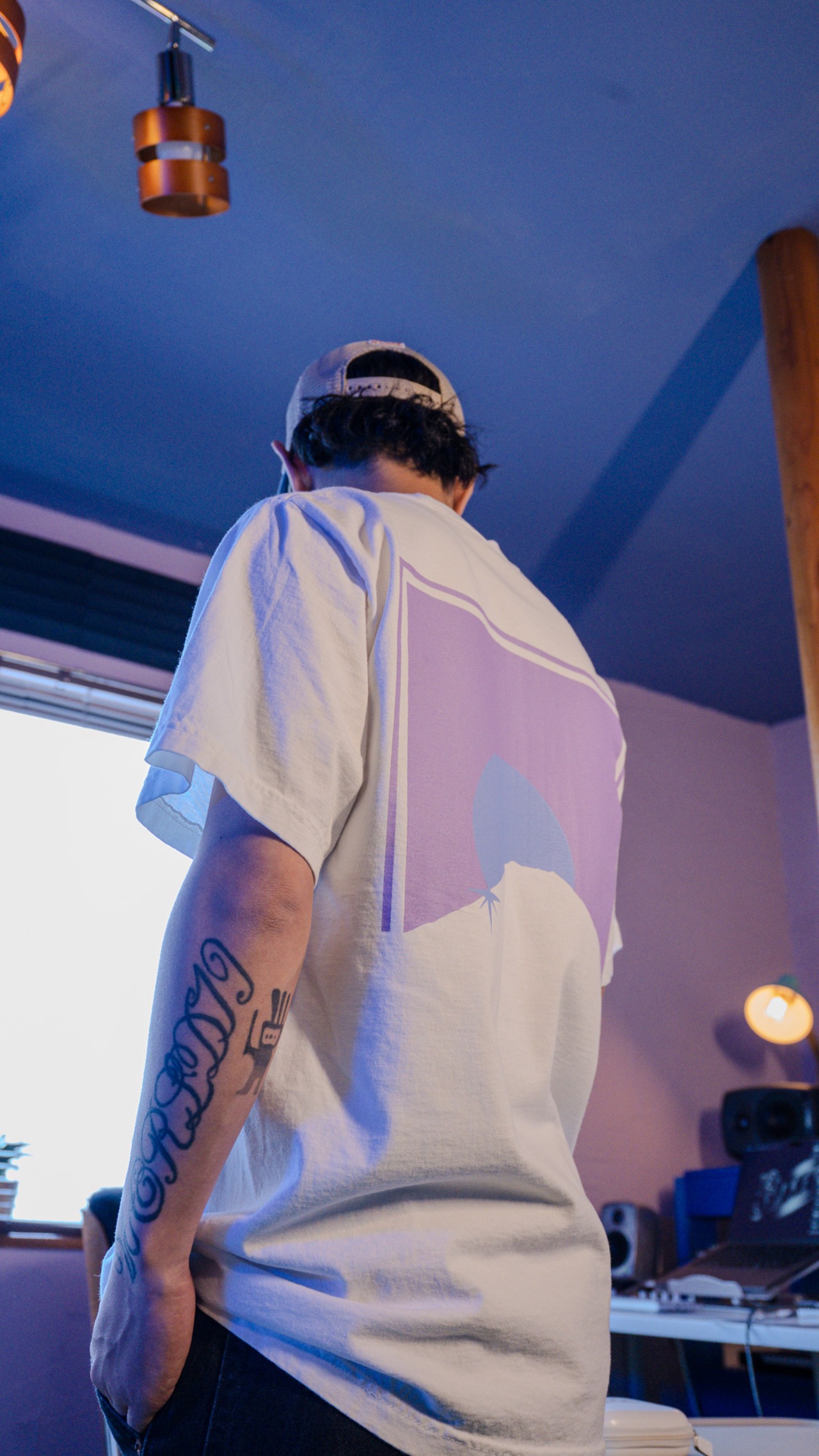 Fu-ji-Blazz 7.5oz U.S.A Cotton Garment Dye T-Shirt [Washed White]