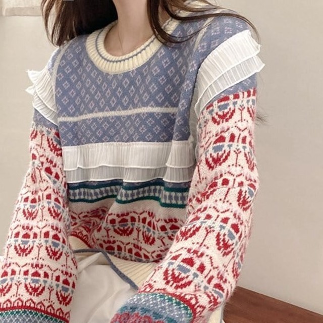 Retro Style Frilled Sweater（レトロ風フリルセーター）ns147