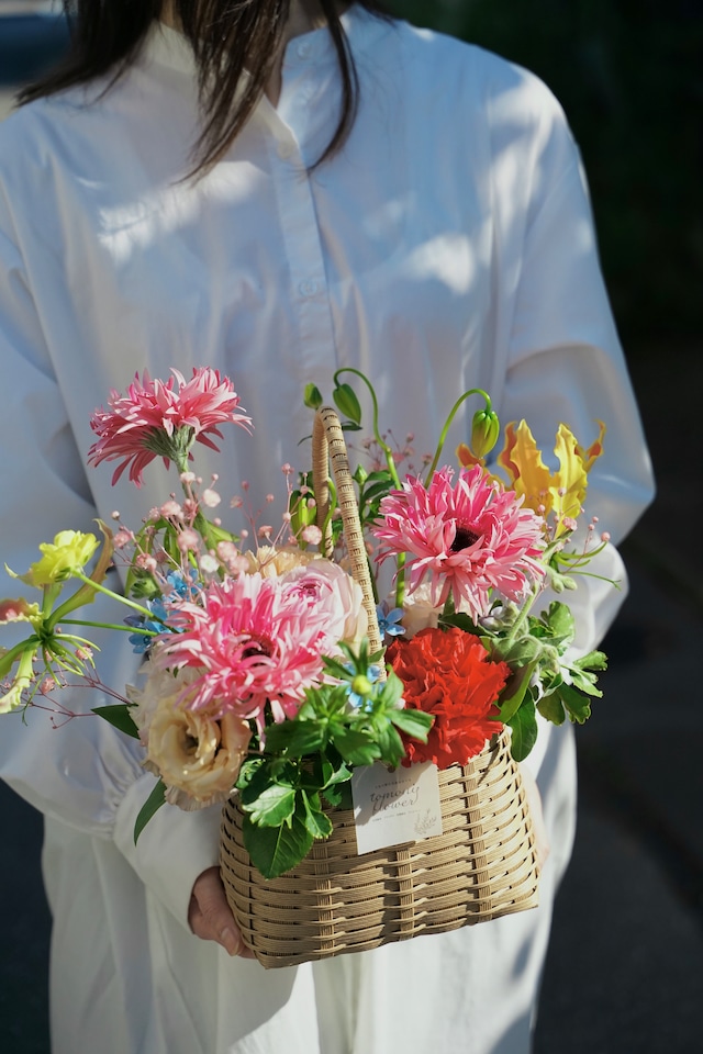 basket flower arrangement/バスケットフラワー アレンジメント お祝い プレゼント