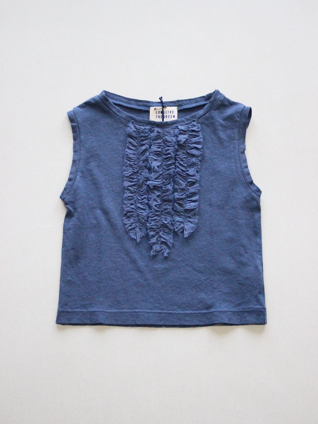 LONGLIVETHEQUEEN　tee top ruches  indigo blue