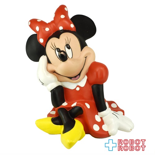 ディズニー ミニーマウス 頬杖 ソフビ 貯金箱