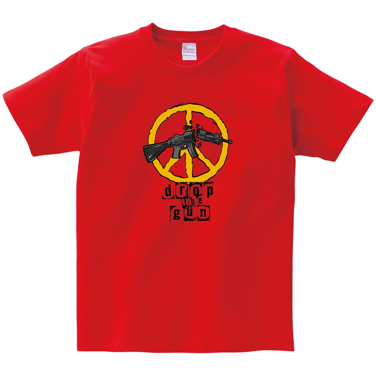 NOWAR drop the gunTシャツ ms96 戦争反対 戦争撲滅 世界平和 メッセージ 選べるサイズデザイン