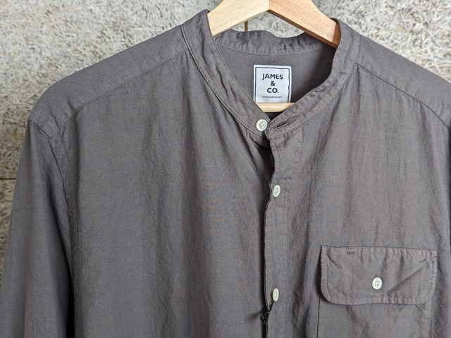 【STANDARD SHIRT】Band Collar Shirt - 後染め -（Unisex）　|　JAMES&CO.