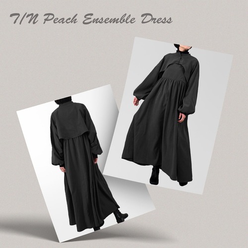 T/Nピーチ生地　アンサンブル　ワンピース  Aライン マキシ丈 ドレス 大人かわいい 簡単コーデ ゆったりシンプル  PAJ0113
