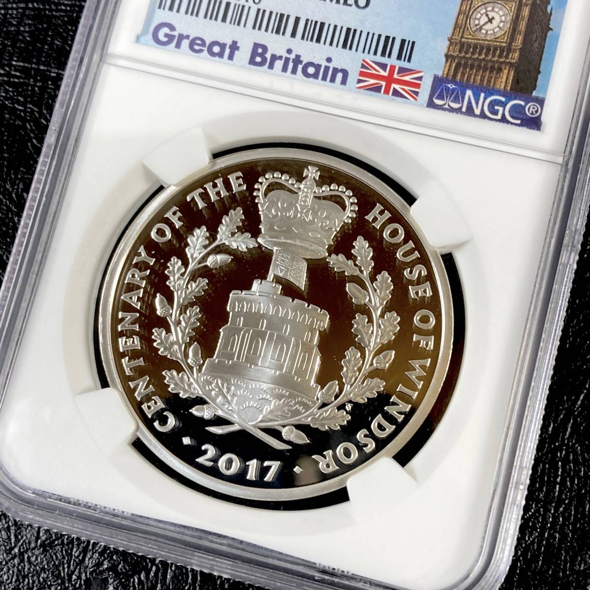 桜瑪瑙 2017 ウィンザー朝100周年記念 1オンス5ポンド銀貨 NGC PF69UC