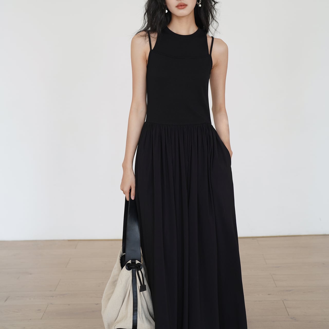 Layered design sleeveless dress S596