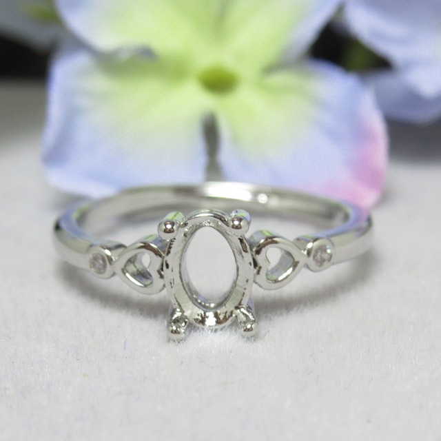 銅 7×5㎜ ホロウハートCZ リング台 SV