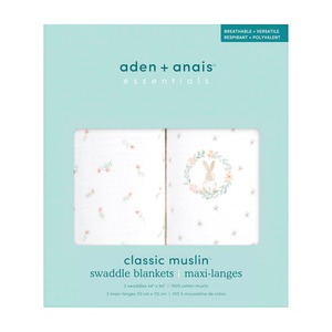 【人気】aden + anais エイデンアンドアネイ おくるみ ブラッシングバニー 2枚セット 112×112cm モスリンコットン スワドル 新生児 出産祝い SWADAEESWC20029