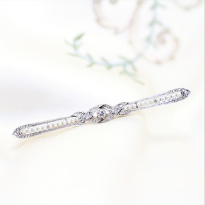 Diamond & Pearl Bar brooch circa 1910　ダイヤモンド　＆　パール　バーブローチ
