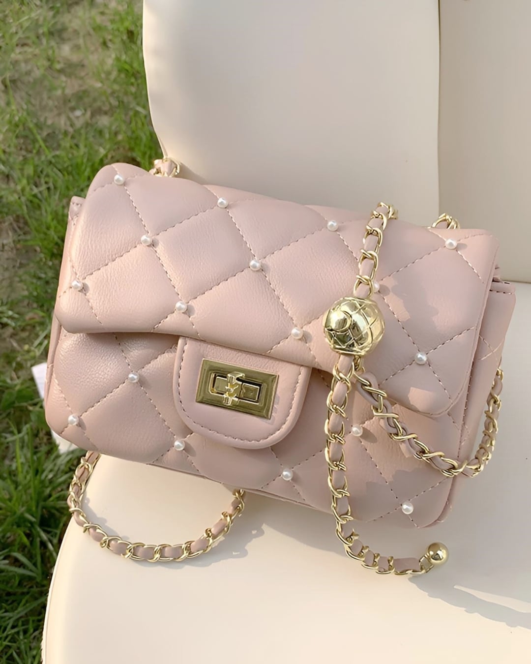 パールデコレーションチェーンバッグ（4 colors） 24WP04008 | Deelia