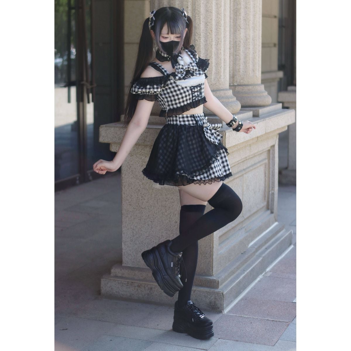 ギンガムチェック・レースアップセットアップ | Maiden's Rêve