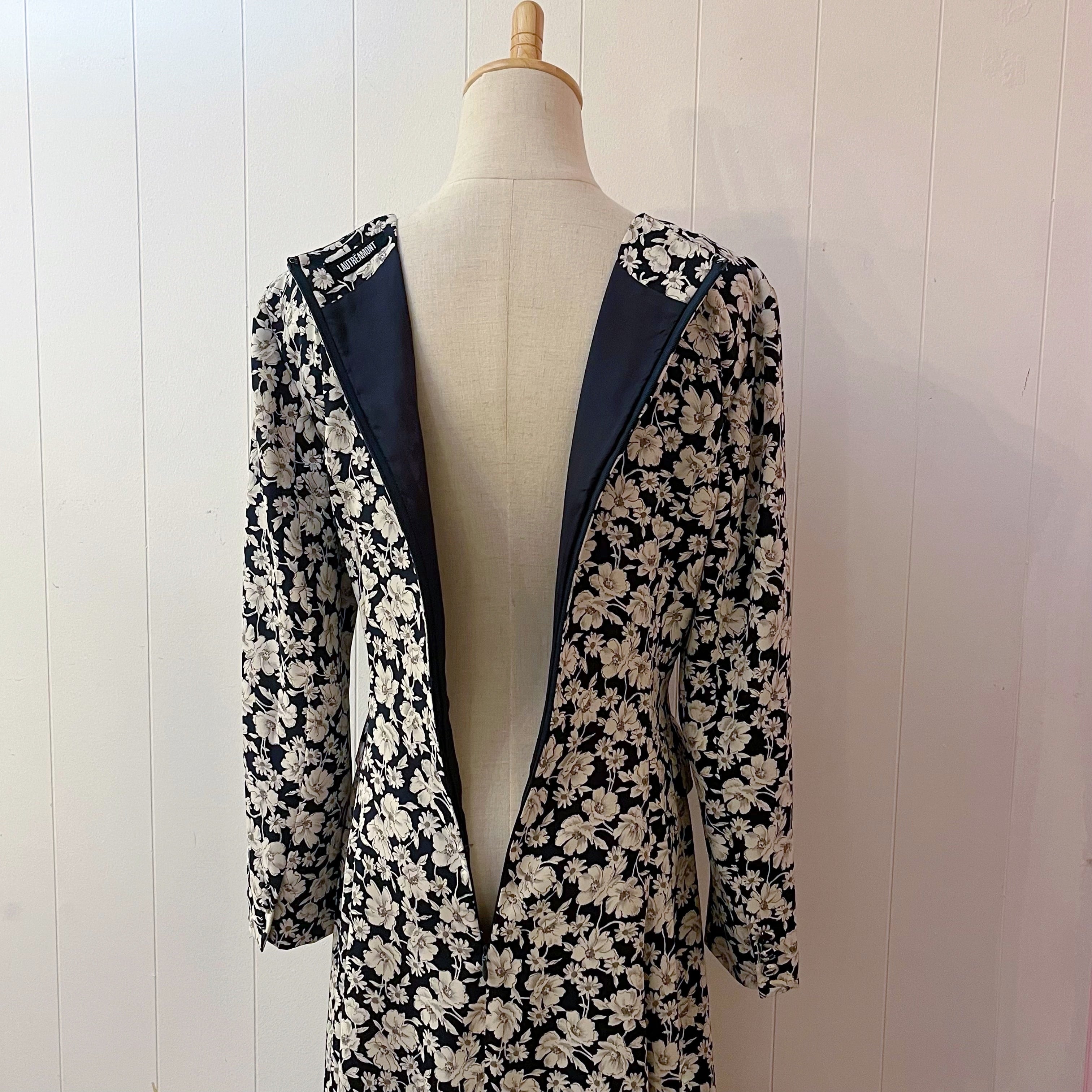 white flower navy flare one-piece