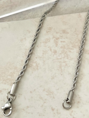 【1pcs】45cmステンレス製ツイストロープチェーンゴールドネックレス/チェーンパーツ