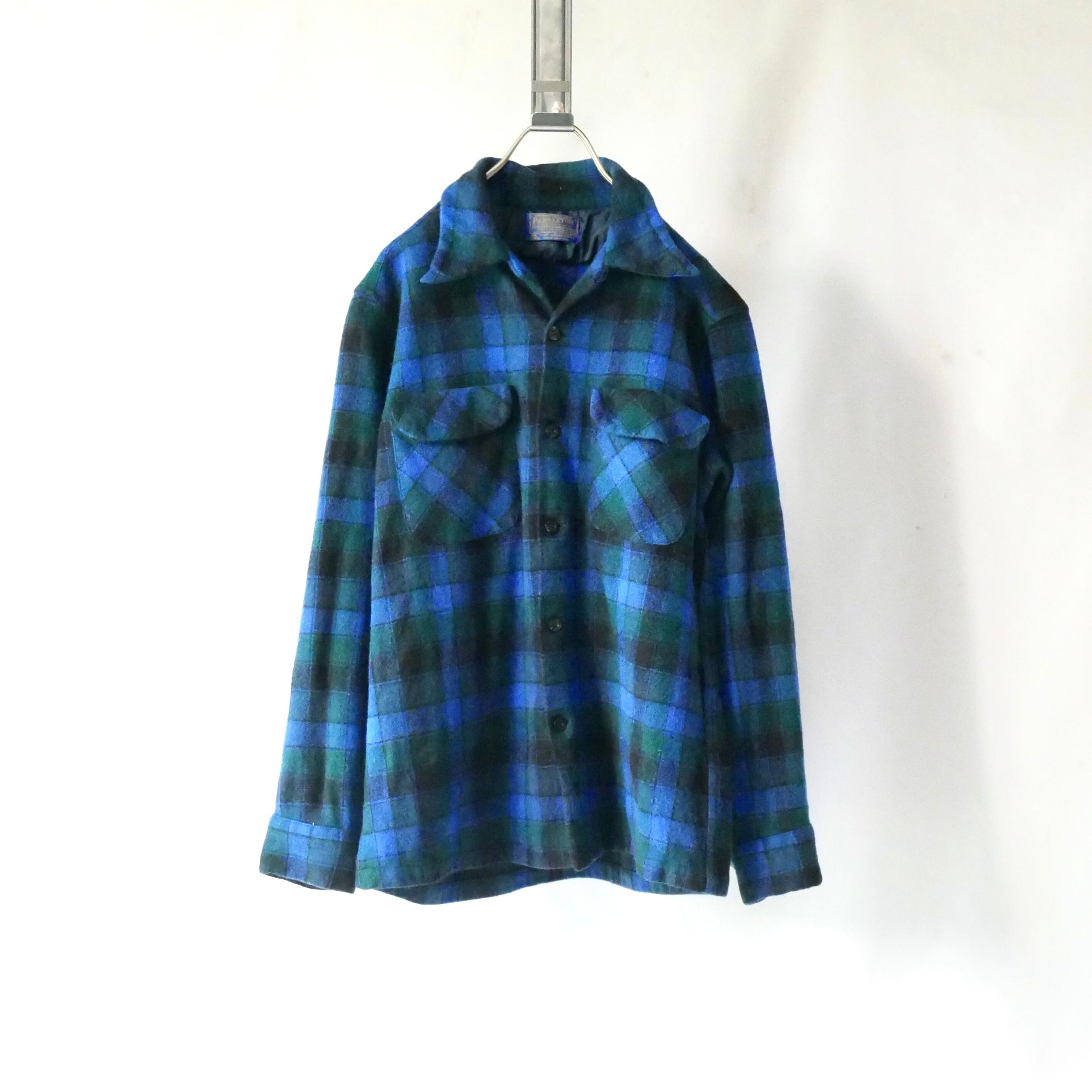 Made in USA 70s pendleton blue green check wool shirt Made in USA 70s pendleton blue green check wool shirt