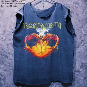 【doppio】90’s vintage “IRON MAIDEN”Fear of the Dark” print design sleeve cut off T-shirt