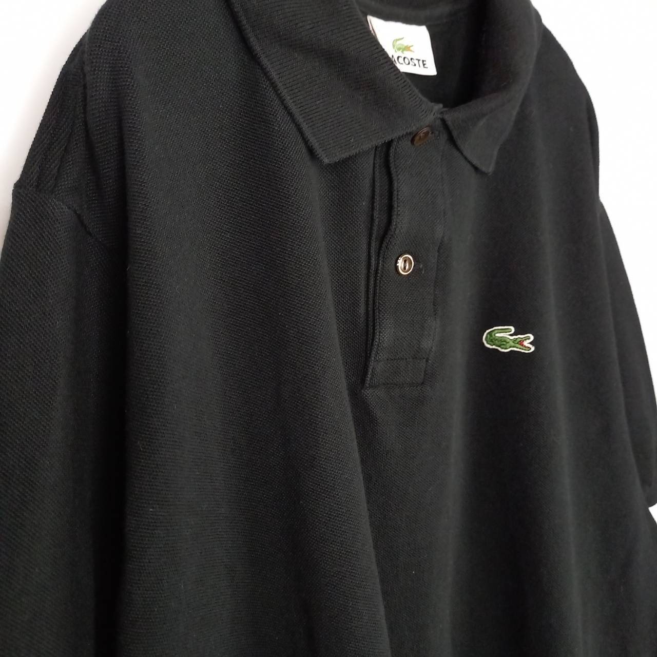 ラコステ　ポロシャツ　半袖　L1212　刺繍ロゴ　シェル　ユーロ古着　ブラック　L