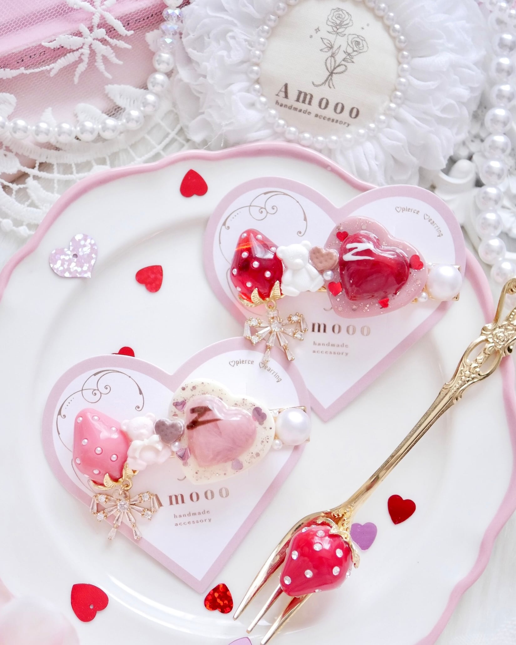 8105 スウィートチョコレートハートヘアクリップ