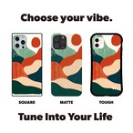受注生産 iPhoneケース 赤い太陽と大きなカーブライン｜レトロ抽象 CURV029A