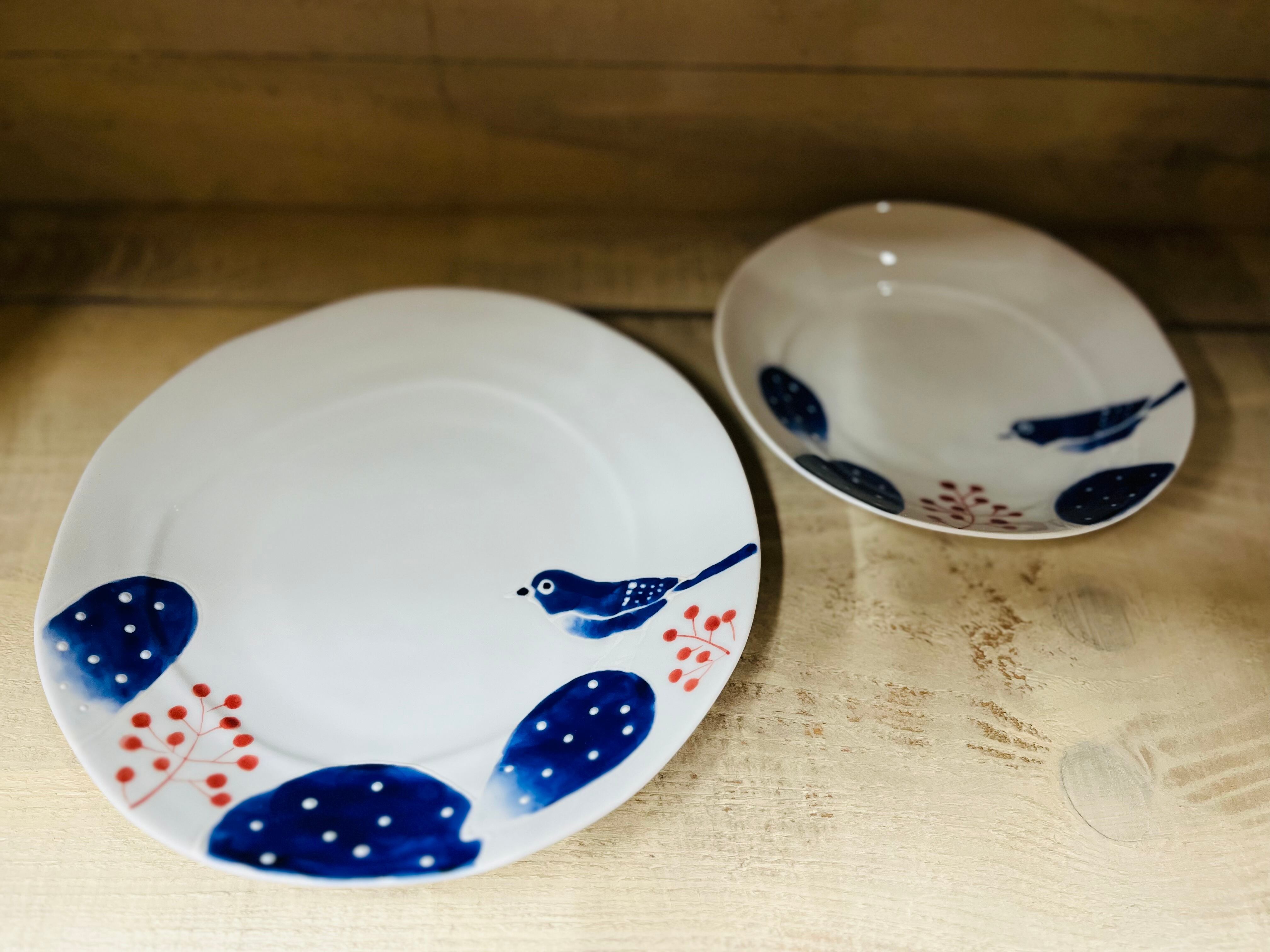 SAKI　波佐見焼　香炉　青い鳥 波佐見焼 サボテンと鳥 20cmプレート | hashiguchik