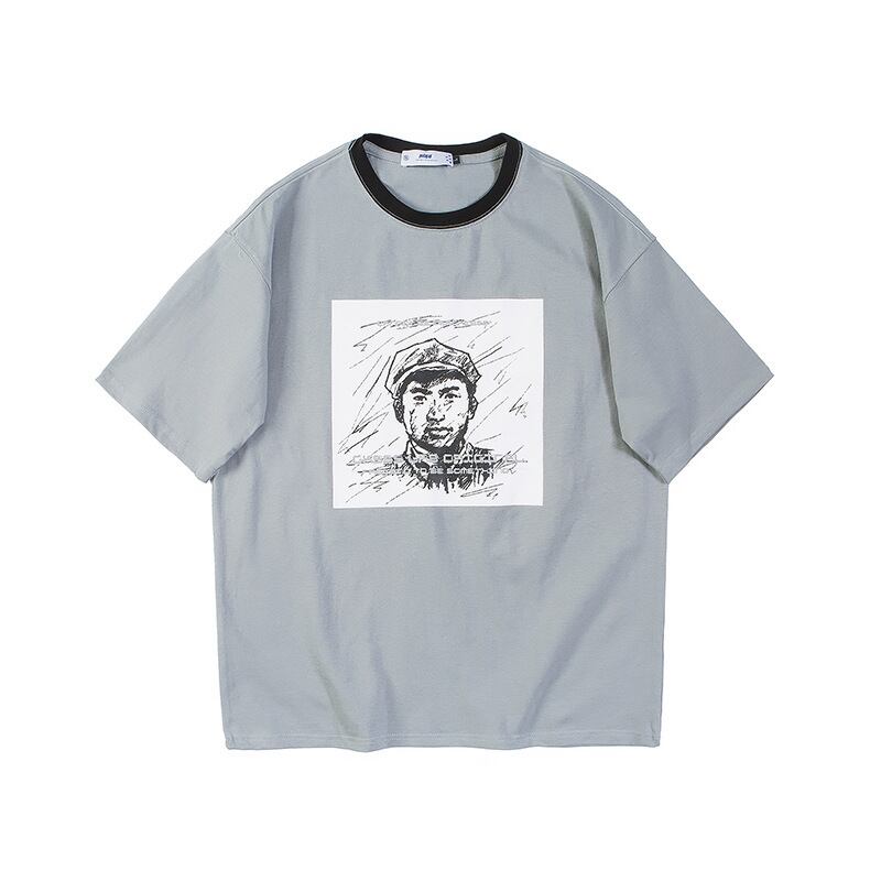 【新作】【送料無料】 Clothes Road Vintage 20 Summer Creative Character Printing National Trend Loose Thin Round Neck T-shirt Men-Alibaba サマー 夏物 Oネック Tシャツ ビンテージ hip6-161172845966012