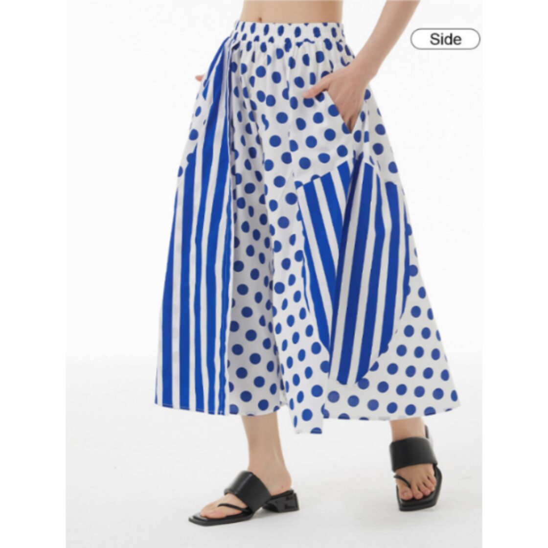 スカート ストライプ レディース 水玉 ミモレ丈 ロングスカート 夏  