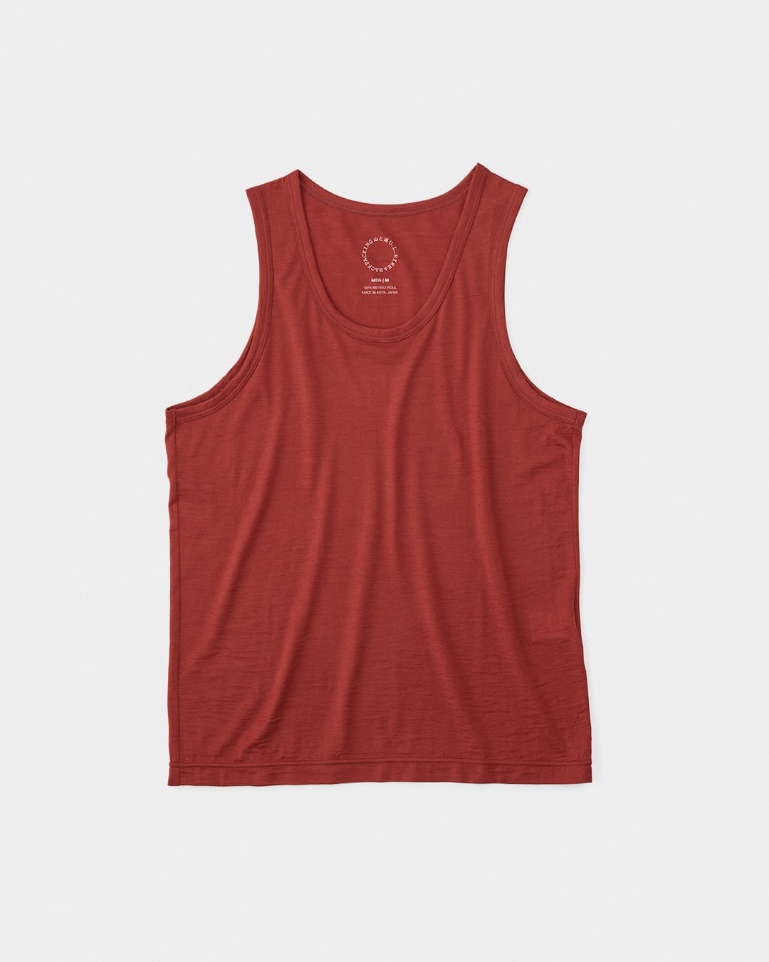 山と道 ／ 100% Light Merino Tank Top - Men #Brick Red | ELK