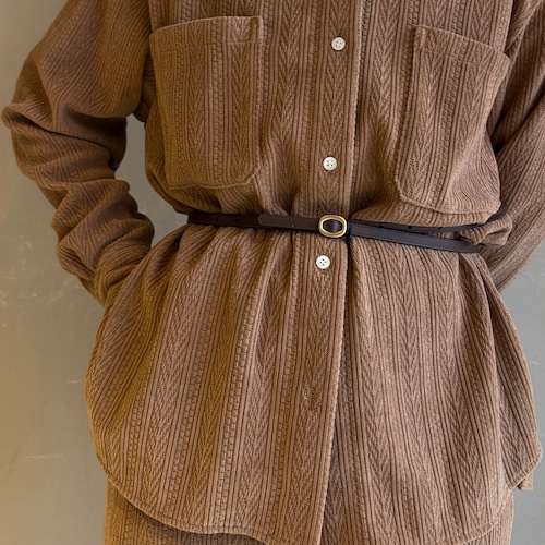 【 PAKU 】ナロウレザーベルト（MAT GOLD）