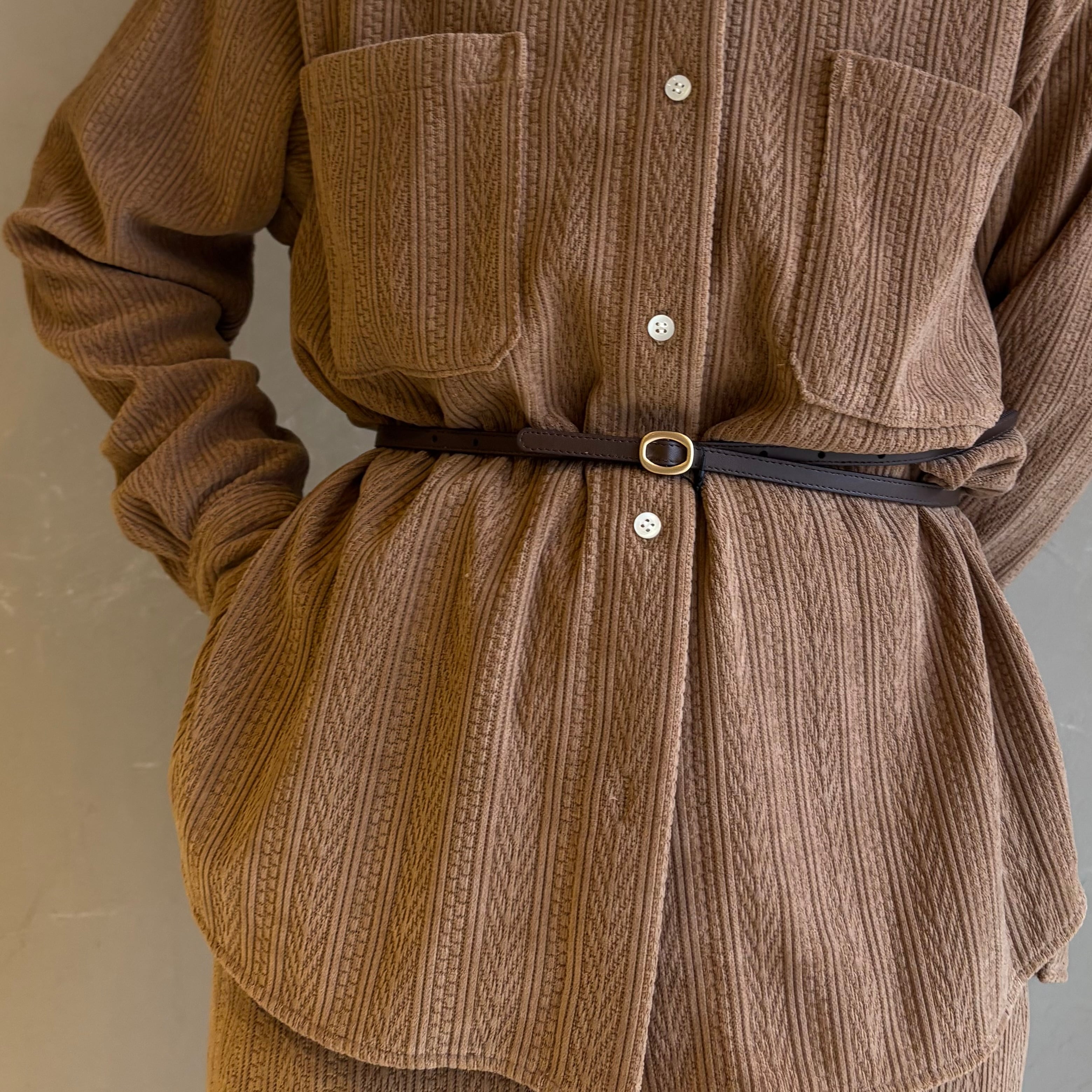 【 PAKU 】ナロウレザーベルト(MAT GOLD)