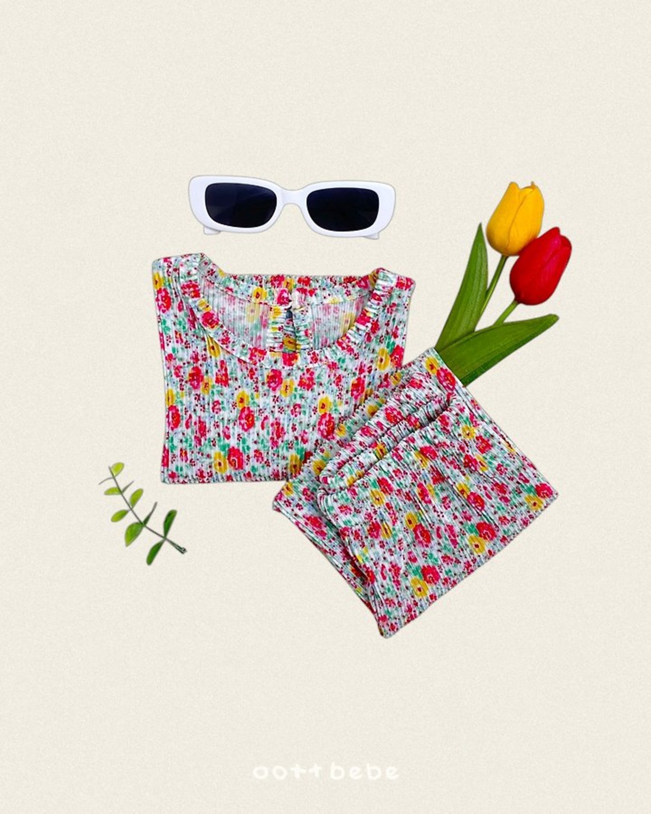 [oottbebe] Flower Petal Pleated Set / [오뜨베베] 꽃송이플리츠상하복