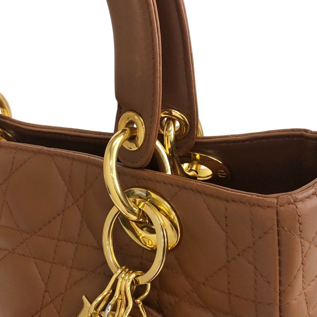 Christian Dior クリスチャン ディオール レディディオール ハンドバッグ ブラウン カナージュ ロゴチャーム レザー 2way vintage ヴィンテージ オールド 5n4tvr