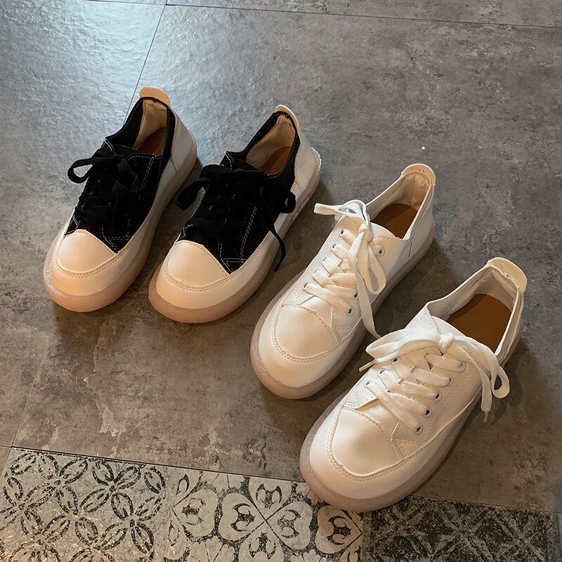 リトルホワイトシューズ女性2020春モデル学生フラットボトムクリスタルボトムシューズ女性カジュアルシューズタイドボードシューズスーパーファイヤーキャンバスシューズ 部族の婦人靴2696119