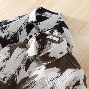 【M-3XL】Brush Pattern Long Sleeve Shirt / ブラッシュ パターン 長袖 シャツ