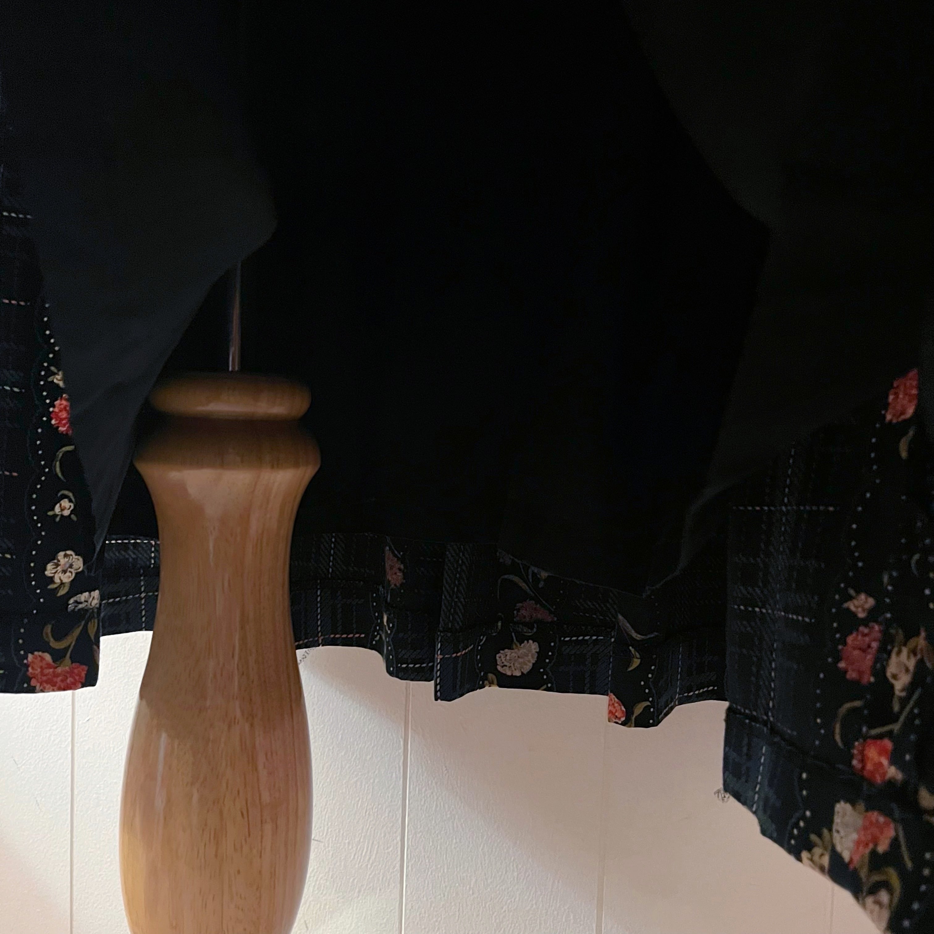 blue check flower tuck skirt