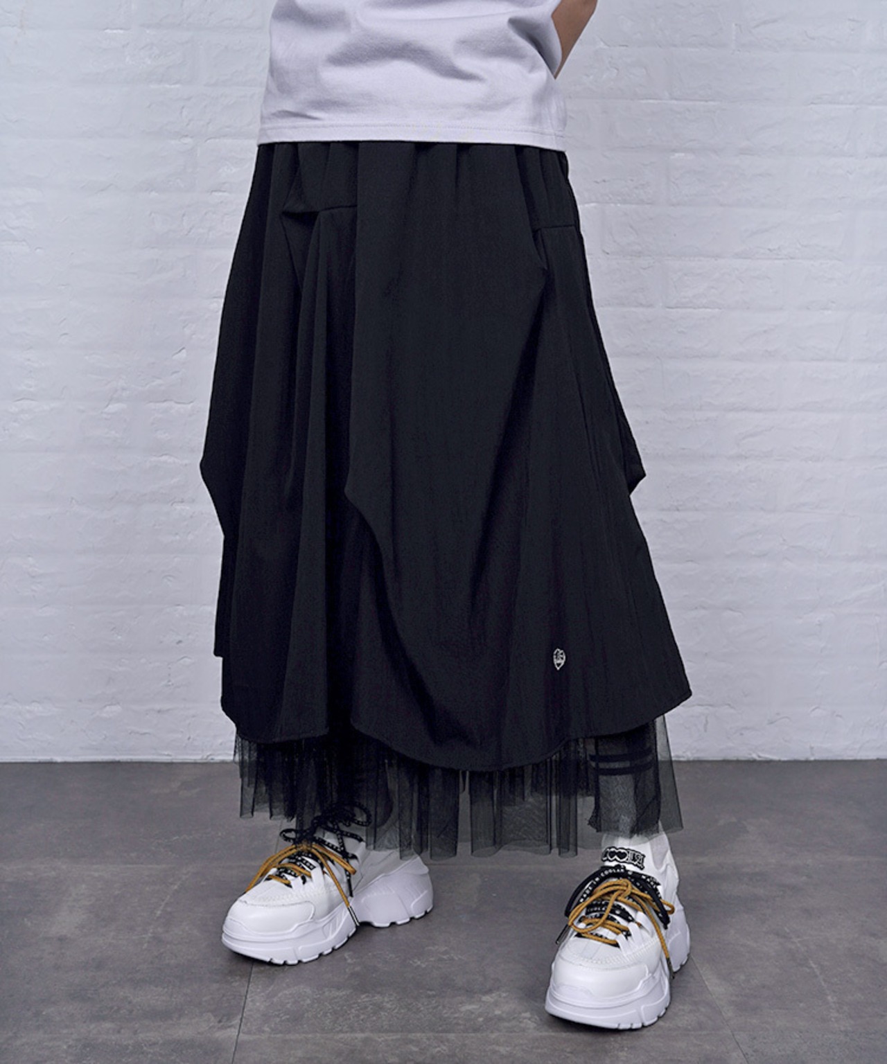 【直営店限定ITEM】チュールヘムタックスカート (BLACK)　CQ-48153H