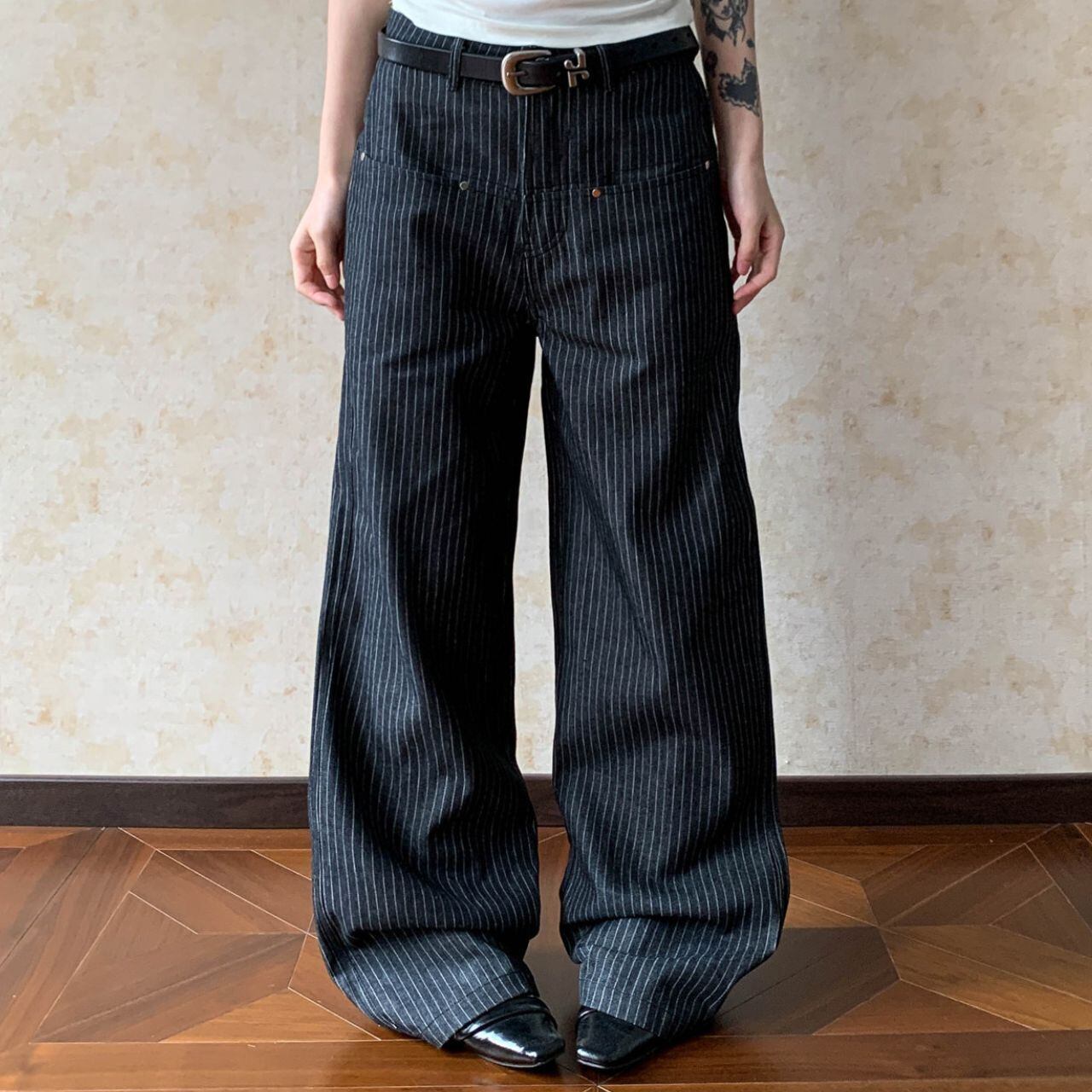 クラシックストライプボリュームシルエットパンツ 1col R02378