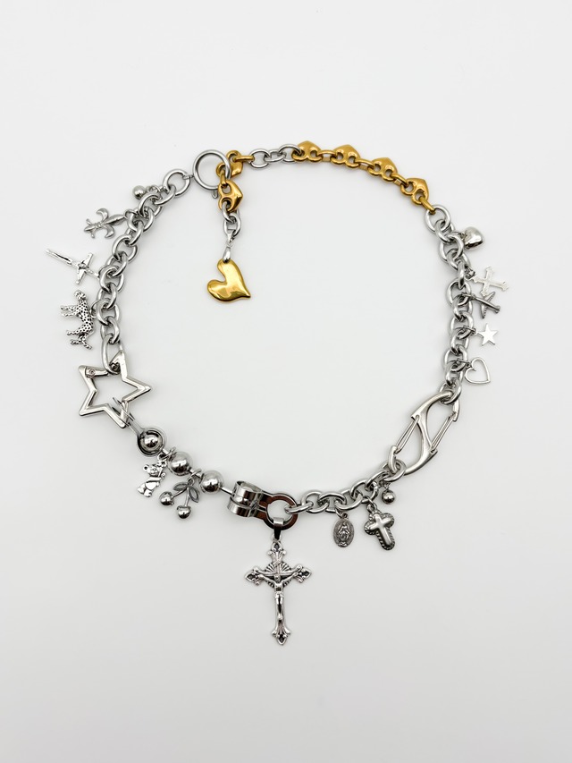 【2WAY】MIX MOTIF & GOLD HEART NECKLACE