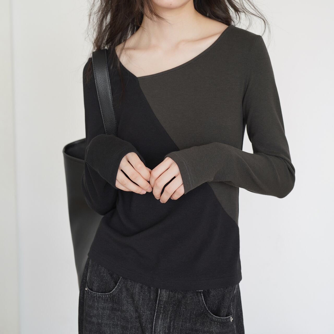 switching color block design top L0074